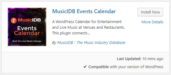MusicIDB Calendar WordPress Plugin
